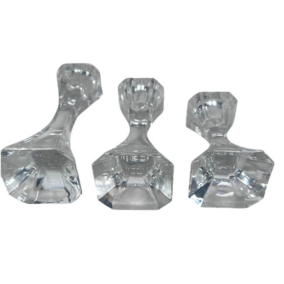 Villeroy & Boch Verdi Crystal Cascading Candlestick Candle Holders Clear Set 3 - Picture 3 of 7